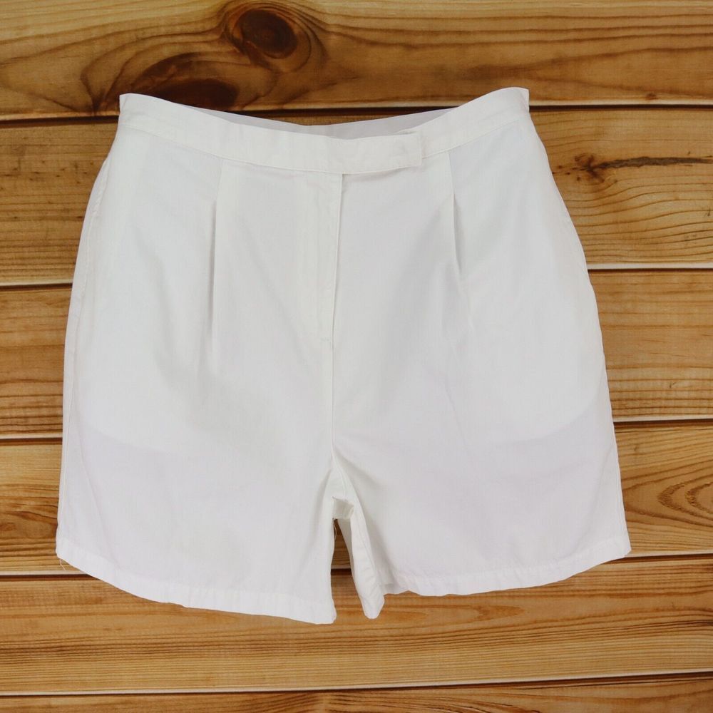 Fairway Pleated Shorts Womens Size 16 White 100% Cotton Chinos Pockets High Rise